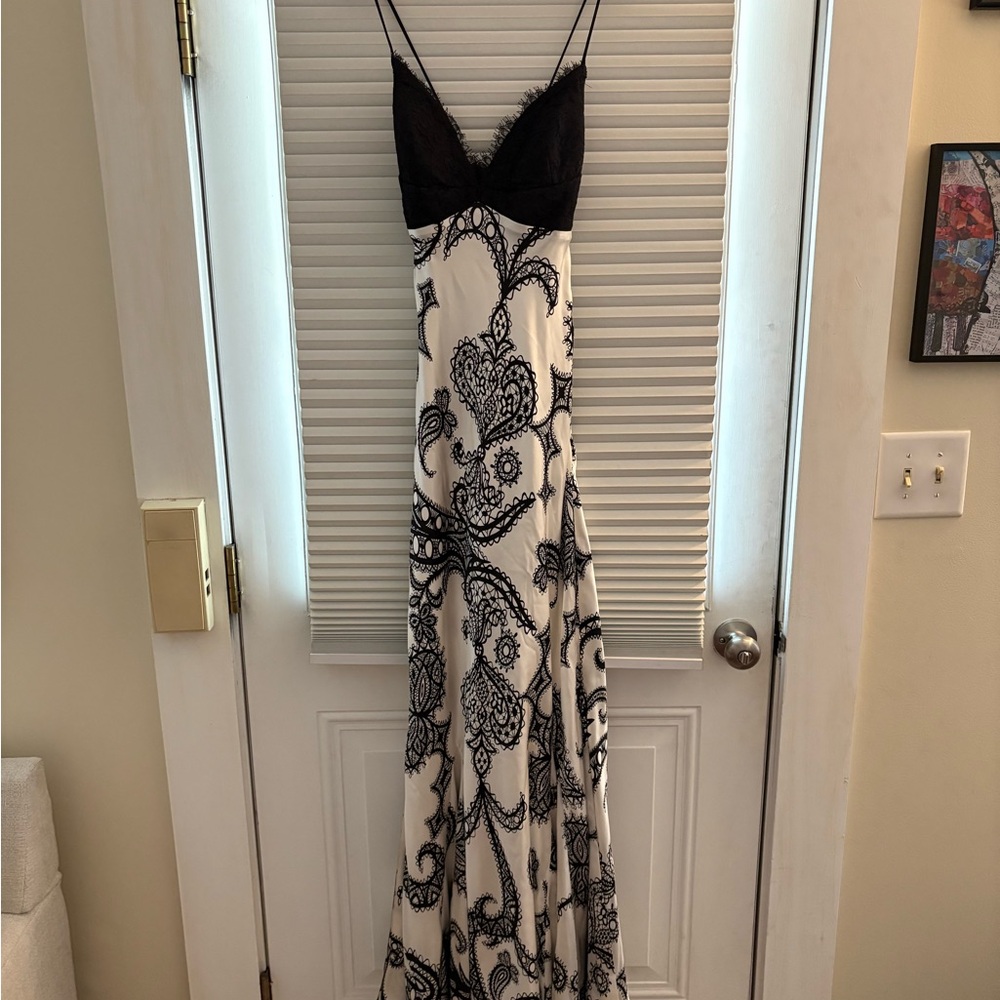 Mary L Couture Black and White Maxi Sundress